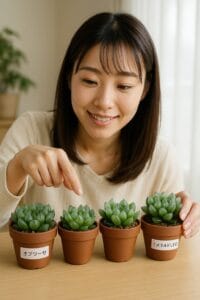 <img src="透明度_ランキング_人気品種.jpg" alt="透明なハオルチアの人気品種を楽しそうに選ぶ日本人女性の様子">