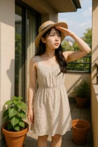 <img src="shiso_right_spot.jpg" alt="シソを育てる場所を真剣に選ぶ女性">