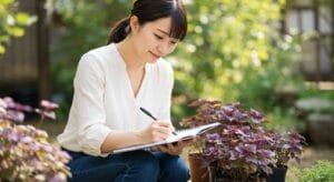 <img src="shiso_countermeasure.jpg" alt="しそを地植えしない対策を練る女性">