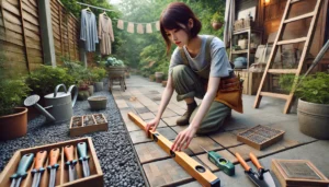 <img src="cheap_tile_craft.jpg" alt="安いタイルを工夫してきれいに敷く日本人女性。">
