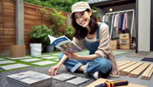 <img src="diy_steps.jpg" alt="DIY手順書を見ながら作業する初心者の日本人女性。">
