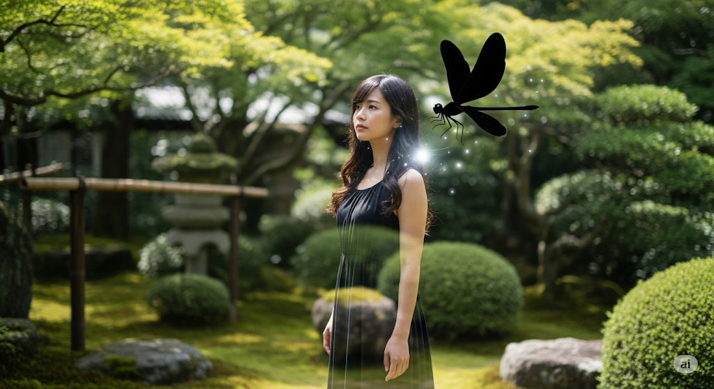 黒いトンボが庭に?スピリチュアルな幸運のサイン